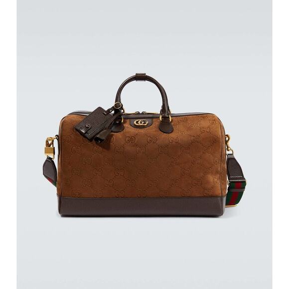 GUCCI LIMITED EDITION Gucci GG Suede Duffle Bag brown 19.7"W x 12.6"H x 10.6"D - Picture 7 of 9